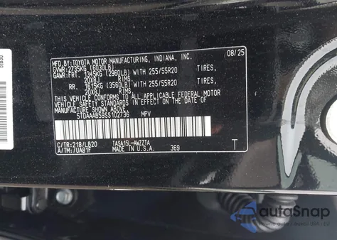 2025 Toyota Grand Highlander Platinum from USA, damaged, VIN 5TDAAAB59SS102736